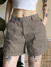 Shorts vaqueros cargo sencillos de cintura alta con múltiples bolsillos